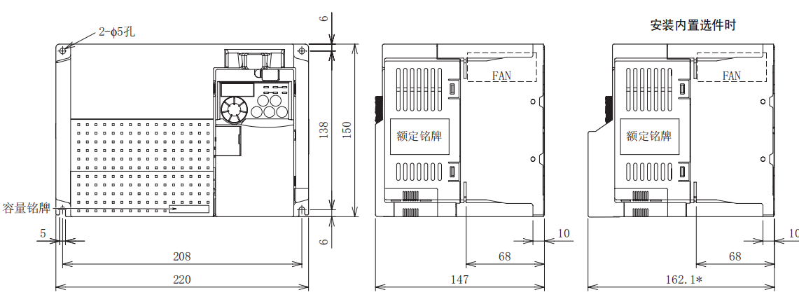FR-E740-5.5K、7.5K-CHT尺寸图
